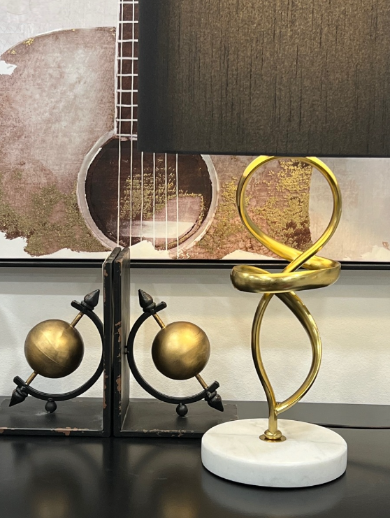 Abstract Gold & Marble Table Lamp