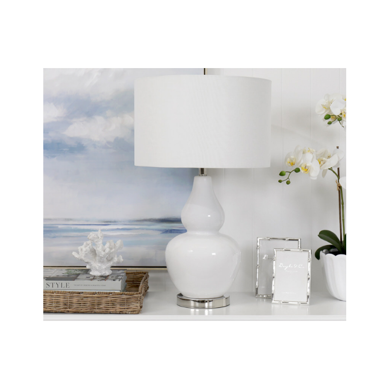 Coastal White Classic Table Lamp With White Shade