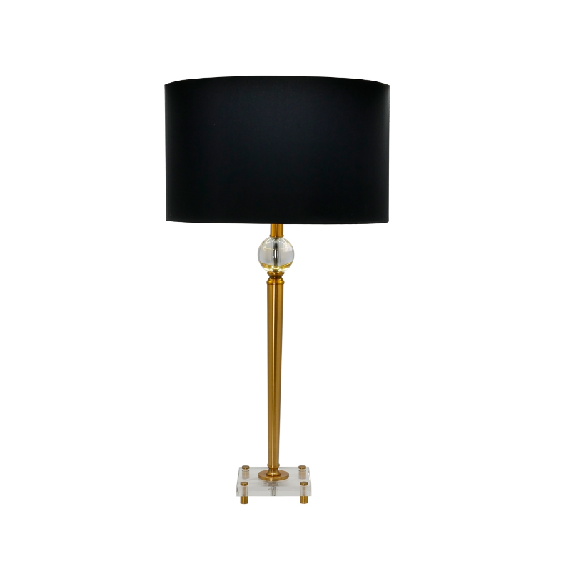 Mandarin Club Tall Gold Table Lamp with Black Shade