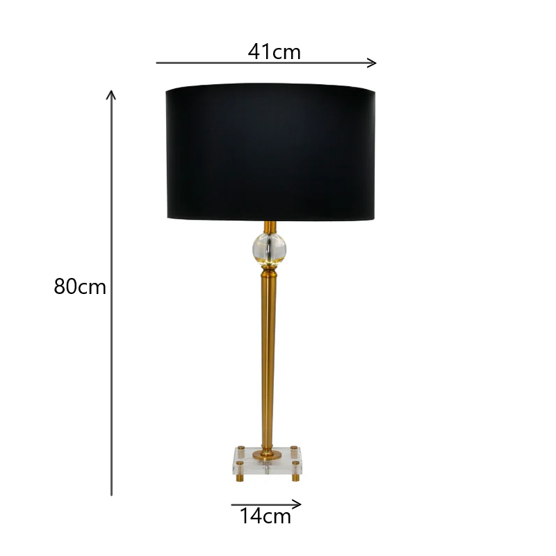 Mandarin Club Tall Gold Table Lamp with Black Shade